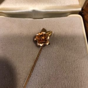 Vintage Krementz stick pin with rose
